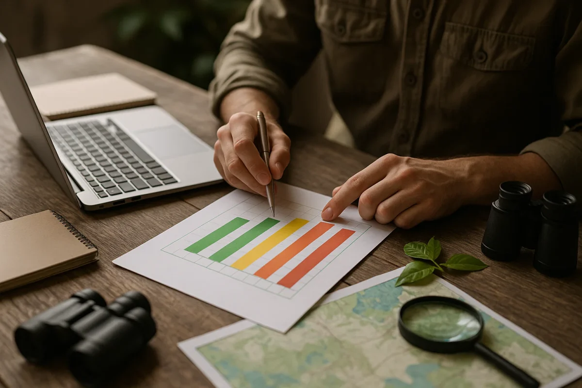 Imagem fictícia gerada por AI para representar como é feita a avaliação de impactos ambientais